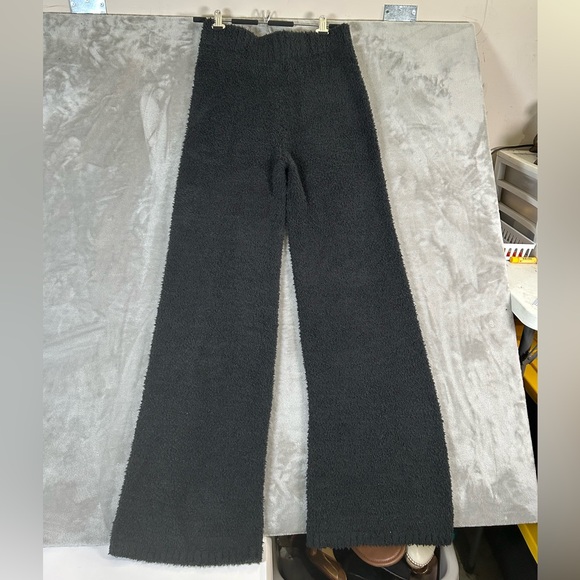 Skims black cozy knit boucle fuzzy teddy wide leg stretch lounge pants - Picture 8 of 12
